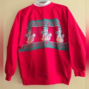 Vintage Ugly Christmas Sweater Knitted Look Snowmen